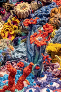 Margaret Wertheim und Christine Wertheim Baden-Baden Satellite Reef, 2021– 2022. Ausschnitt Teil des Projekts Crochet Coral Reef de Margaret Wertheim und Christine Wertheim und The Institute for Figuring Mischtechnik. Wolle, verschiedene Natur- und Kunstf